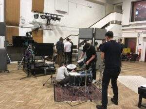 Students setting up to produce artists at Abbey Road for BBC