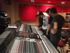 Students produce artists BBC in the control room Abbey Road